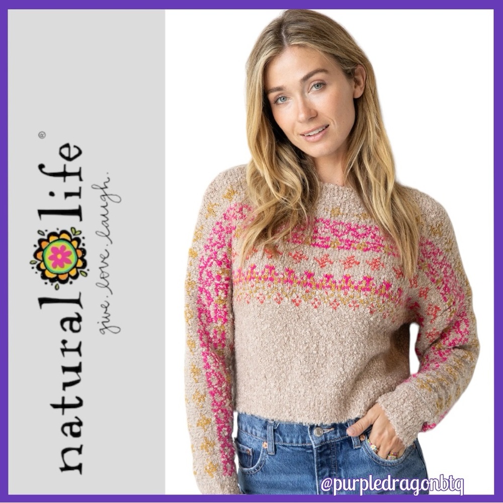 NATURAL LIFE CALLA JACQUARD PULLOVER SWEATER NWT 🔥 SALE🔥